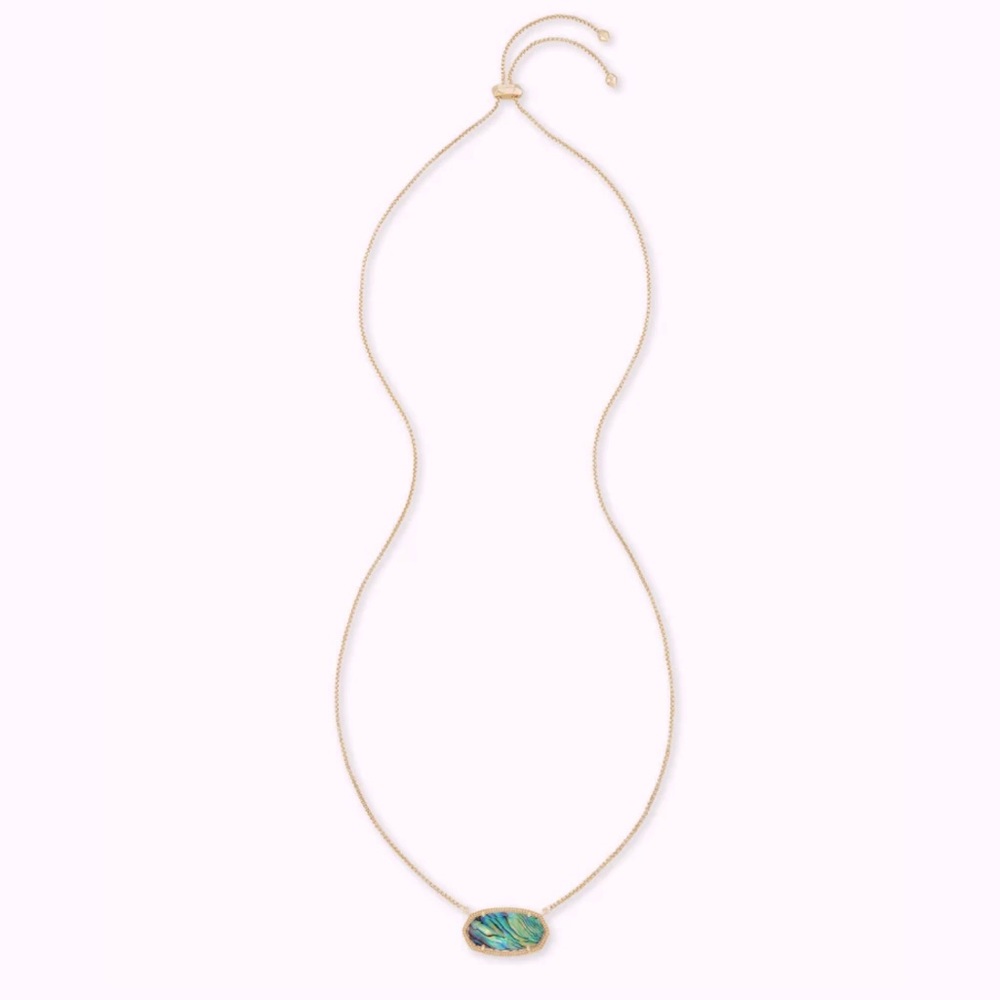 NWT Kendra Scott Delaney Pendant Necklace in Abalone Rose Gold - Picture 2 of 7